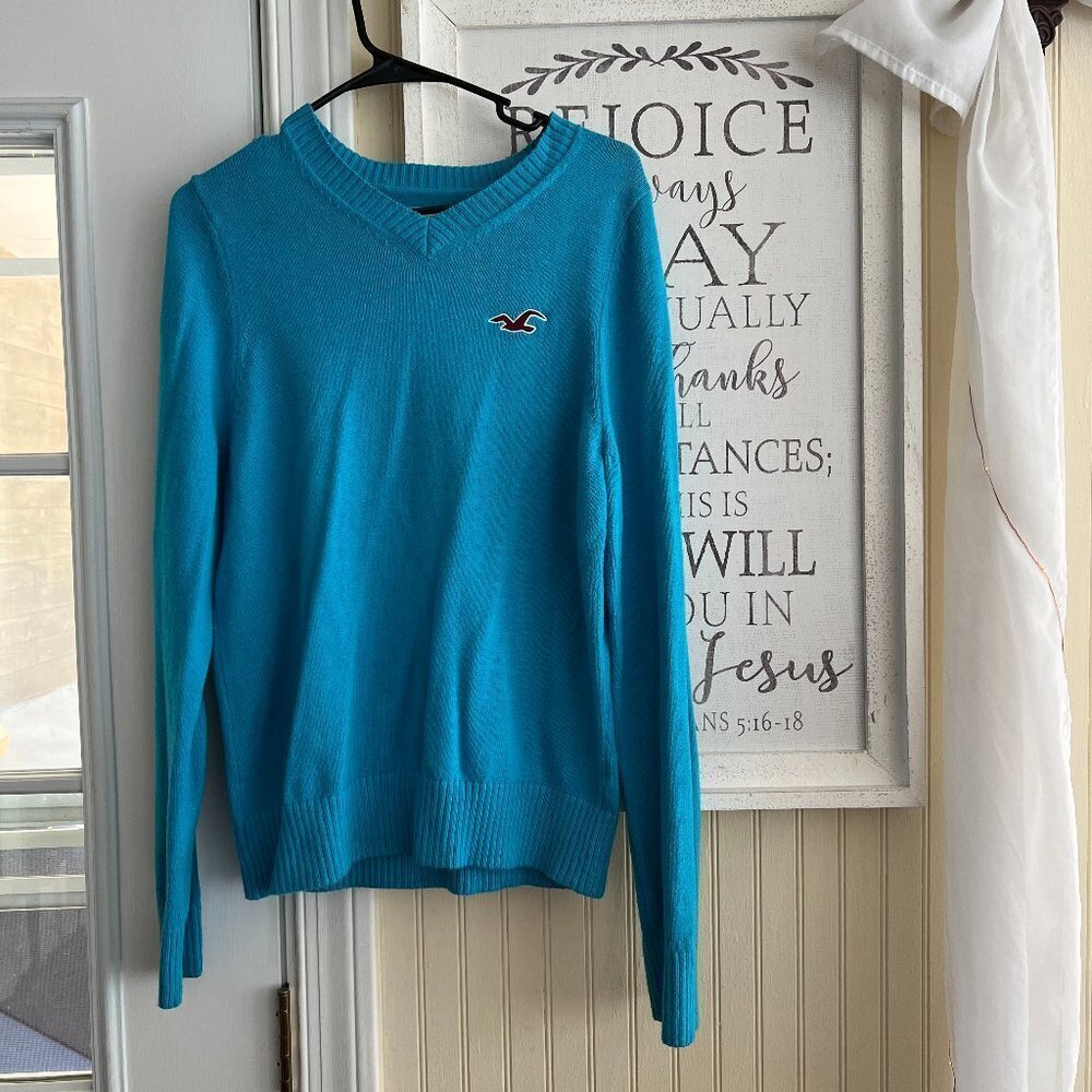 HOLLISTER Sweater Teal V Neck Men’s Size L